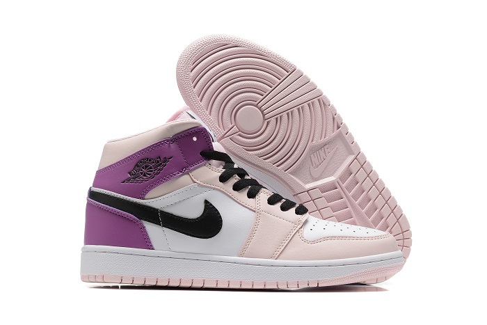 Men's Running Weapon Air Jordan 1 Pink/White/Purple Shoes 392